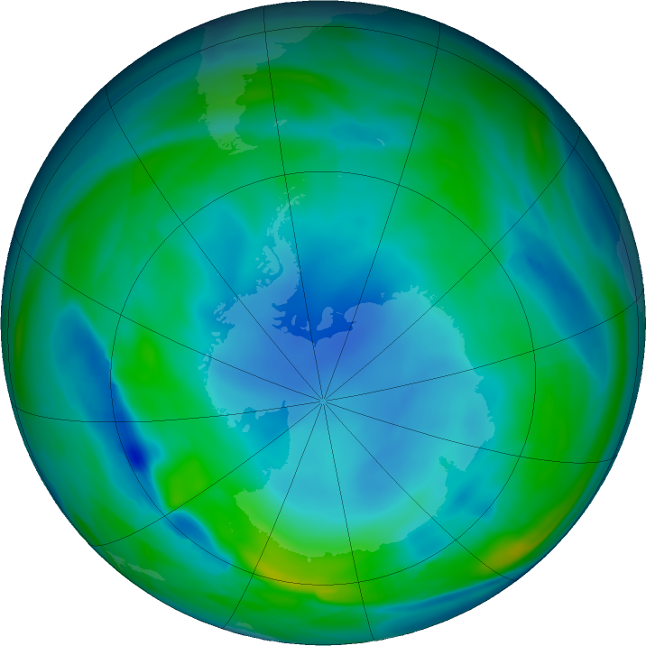 Antarctic ozone map for 29 June 2022